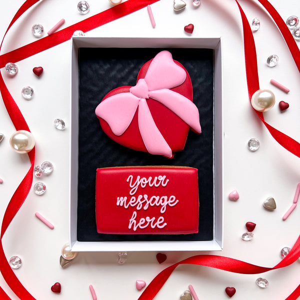 Personalised Bow Themed Love Heart Biscuit 