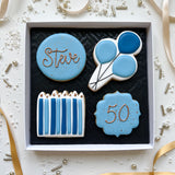 Blue Box of 4 Birthday Biscuits
